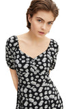 fitted allover printed dress M
