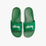 X Stussy Benassi Slides Green