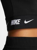 Tape Long-Sleeve Crop Top Black