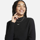 Sportswear Phoenix Plush Slim Mock-Neck Long-Sleeve Cropped Cozy Fleece Top Black