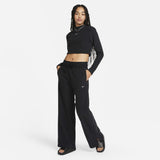 Sportswear Phoenix Plush Slim Mock-Neck Long-Sleeve Cropped Cozy Fleece Top Black