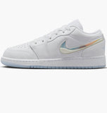 GS Air Jordan 1 Low White Ice Blue Glitter Swoosh