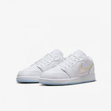GS Air Jordan 1 Low White Ice Blue Glitter Swoosh