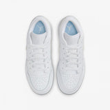 GS Air Jordan 1 Low White Ice Blue Glitter Swoosh