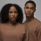 Air Jordan Wordmark Fleece Crew-Neck Sweatshirt Brown