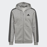 Fleece 3-Stripes Zip Hoodie Light Grey