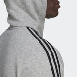 Fleece 3-Stripes Zip Hoodie Light Grey