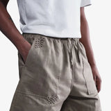 Lilen Lnd Sashiko Brown