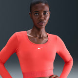 Pro WomenS Dri- Fit Cropped Long- Sleeve Top Red