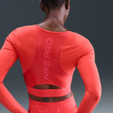Pro WomenS Dri- Fit Cropped Long- Sleeve Top Red