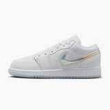 GS Air Jordan 1 Low White Ice Blue Glitter Swoosh